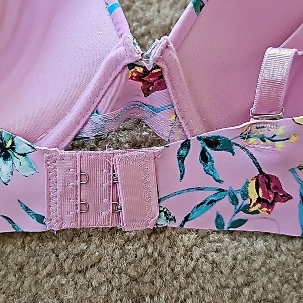 Floral Purple Push Up Bra 34C NWOT